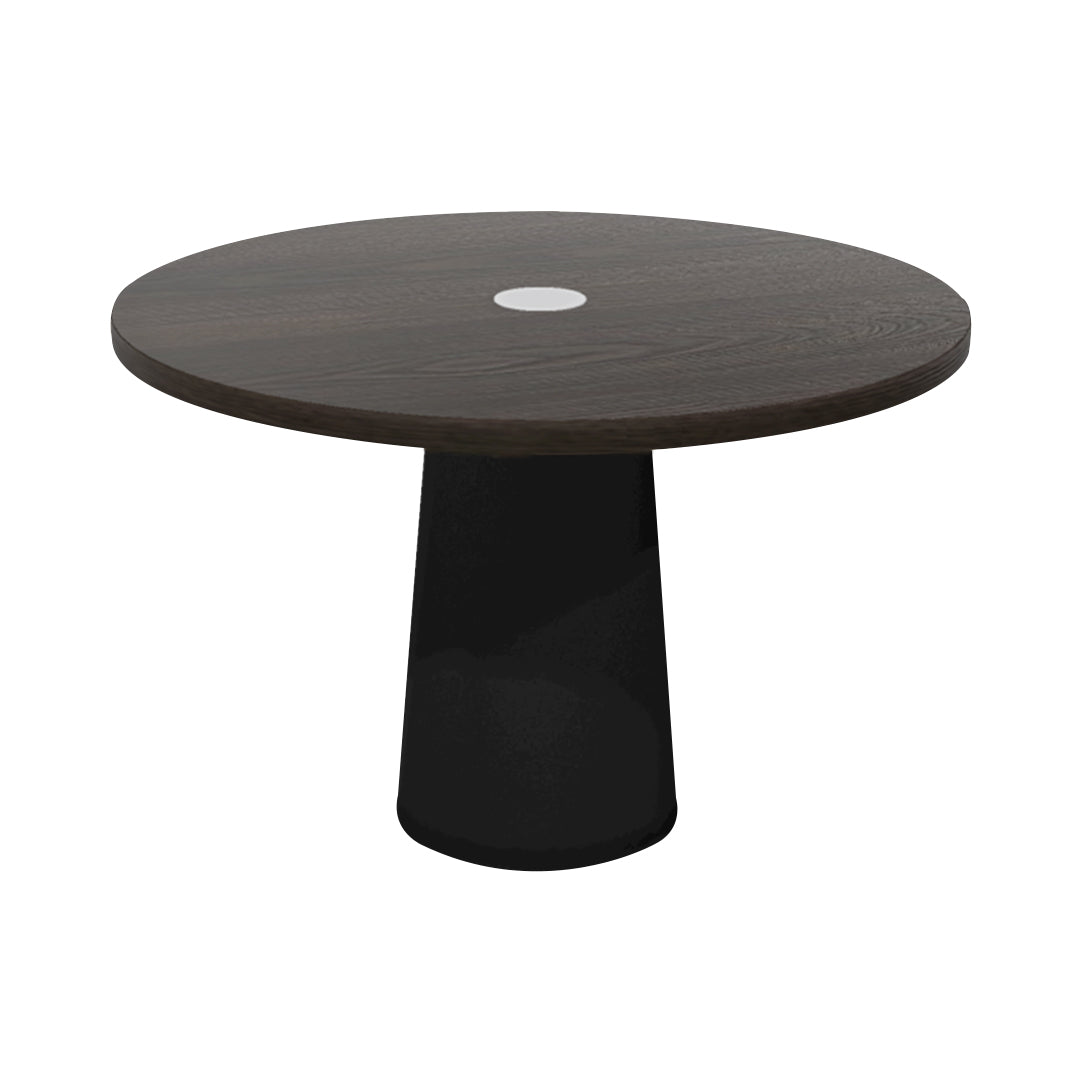 Container Round Table: Medium + Cable Feed + Grey Stained with Hole + Black