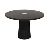 Container Round Table: Medium + Cable Feed + Grey Stained with Hole + Black