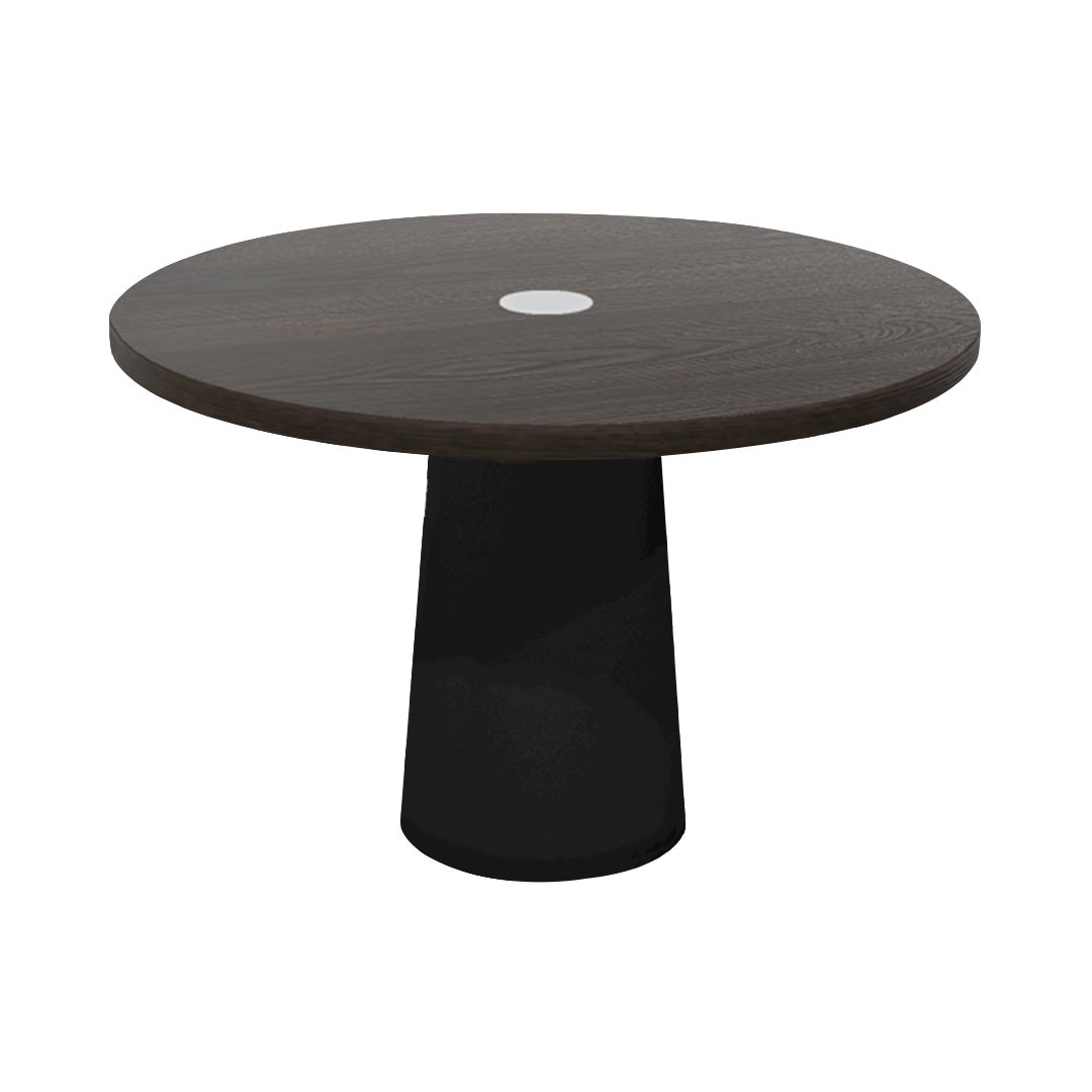 Container Round Table: Medium + Cable Feed + Grey Stained with Hole + Black