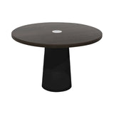 Container Round Table: Medium + Cable Feed + Grey Stained with Hole + Black