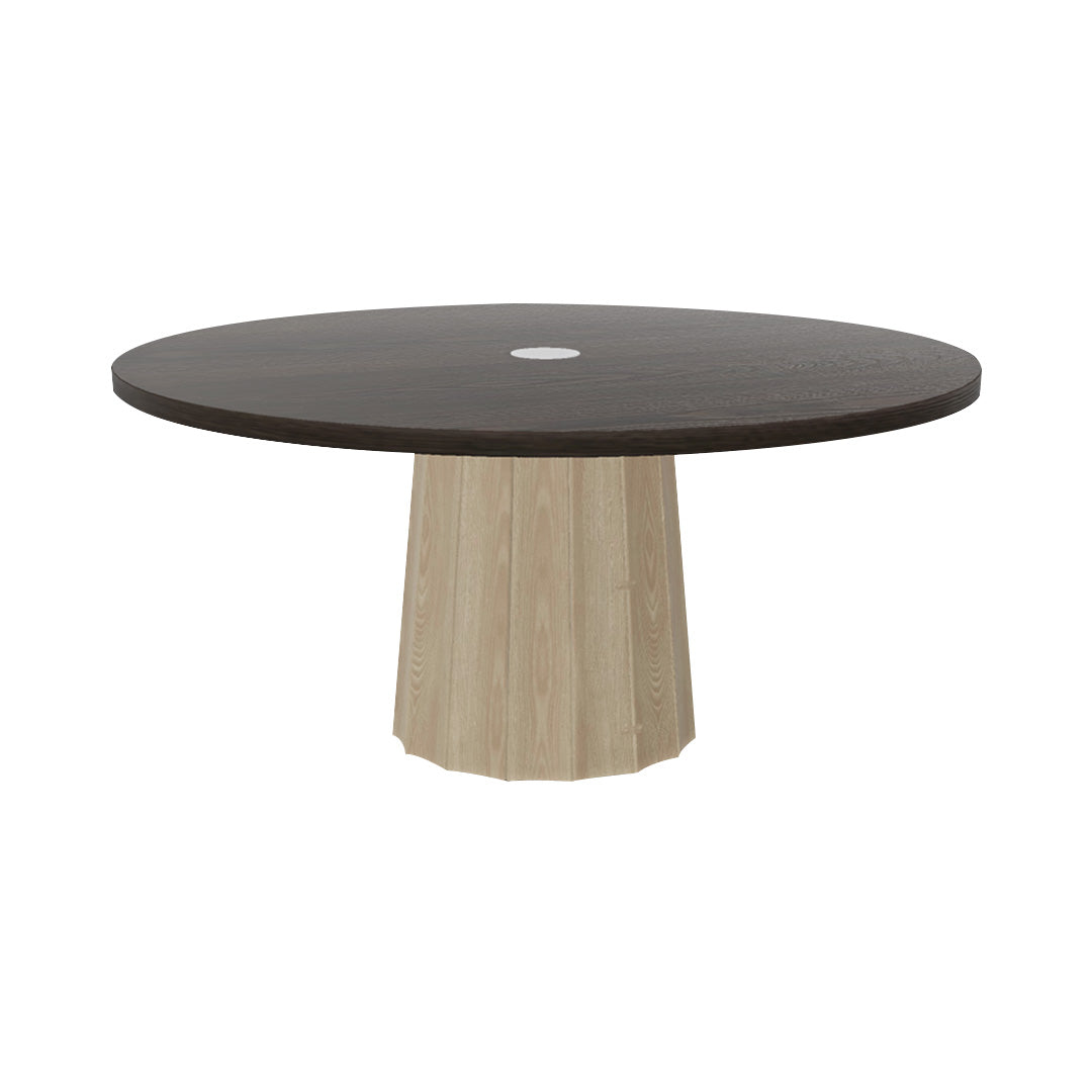 Container Round Table: Extra Large + Bodhi Cover + Grey Stained with Hole + White Wash