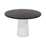 Container Round Table: Medium + Cable Feed + Grey Stained + White