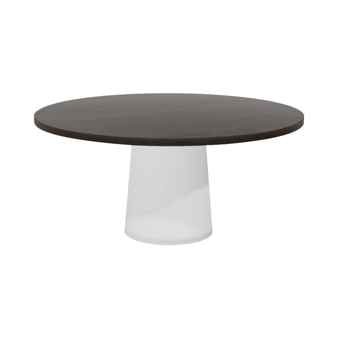 Container Round Table: Extra Large + Cable Feed + Grey stained + White