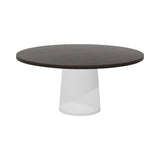 Container Round Table: Extra Large + Cable Feed + Grey stained + White