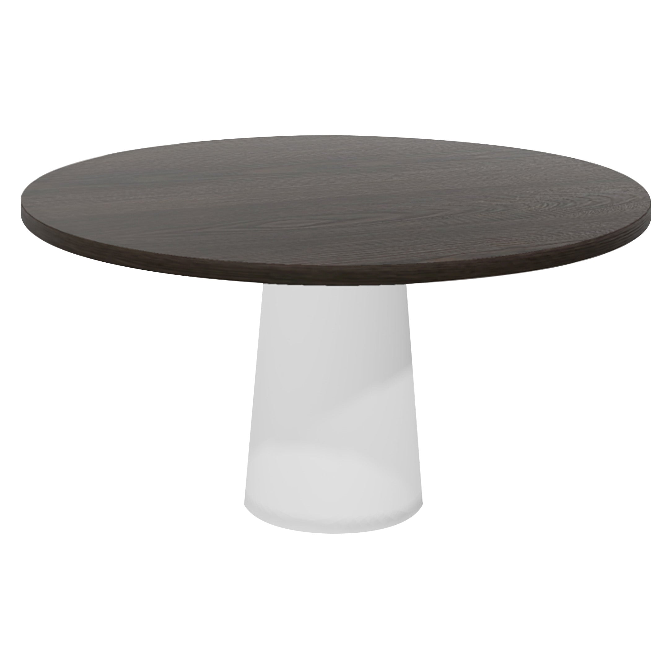 Container Round Table: Large + Cable Feed + Grey Stained + White