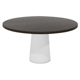 Container Round Table: Large + Cable Feed + Grey Stained + White