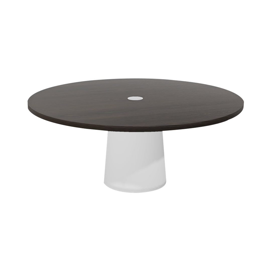 Container Round Table: XXL + Cable Feed + Grey Stained with Hole + White