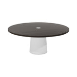 Container Round Table: XXL + Cable Feed + Grey Stained with Hole + White