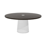 Container Round Table: Extra Large + Cable Feed + Grey Stained with Hole + White
