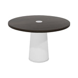 Container Round Table: Medium + Cable Feed + Grey Stained with Hole + White