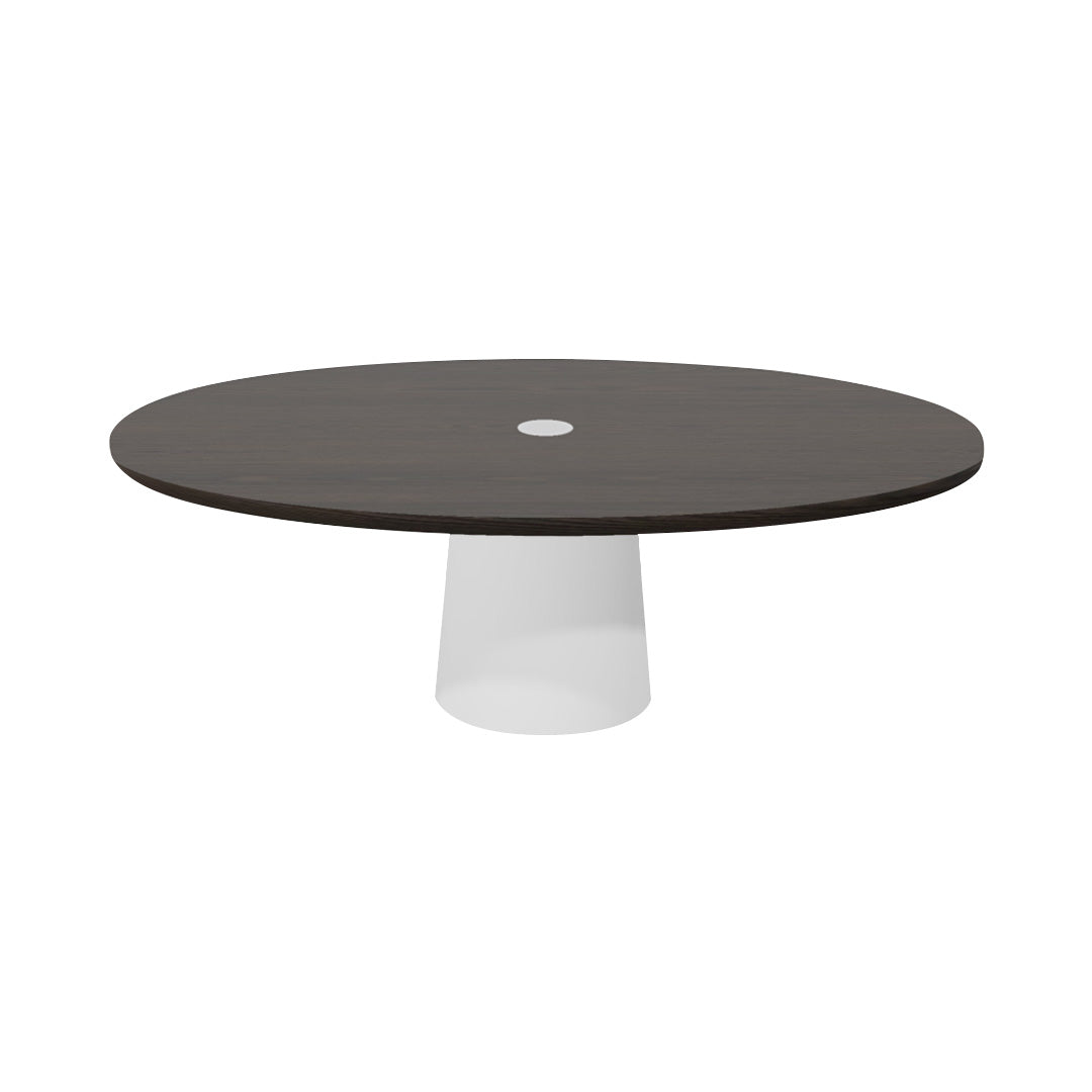 Container Oval Table: Small + Grey Stained with Hole + White