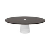 Container Oval Table: Small + Grey Stained with Hole + White