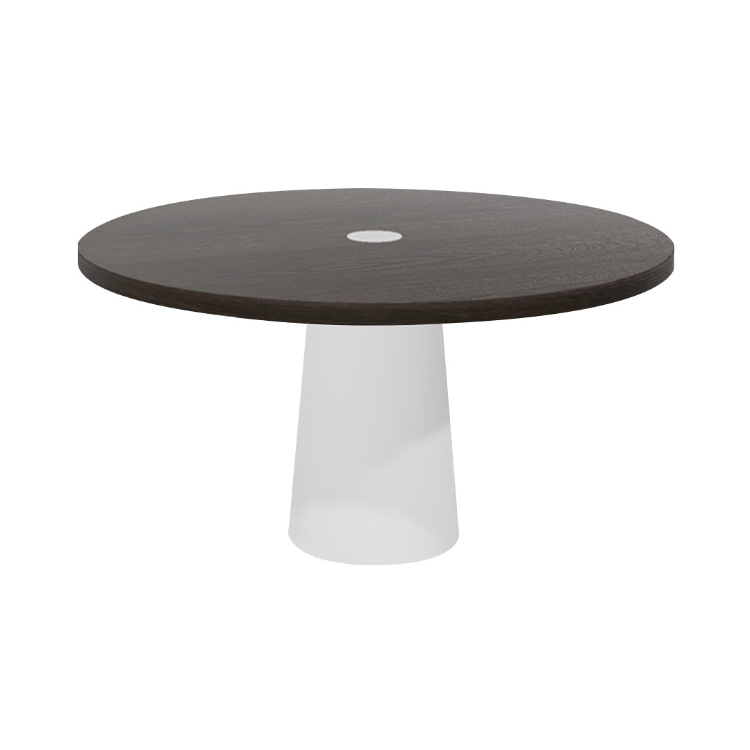 Container Round Table: Large + Grey Stained with Hole + White
