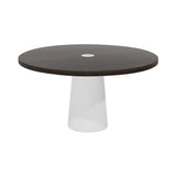 Container Round Table: Large + Grey Stained with Hole + White