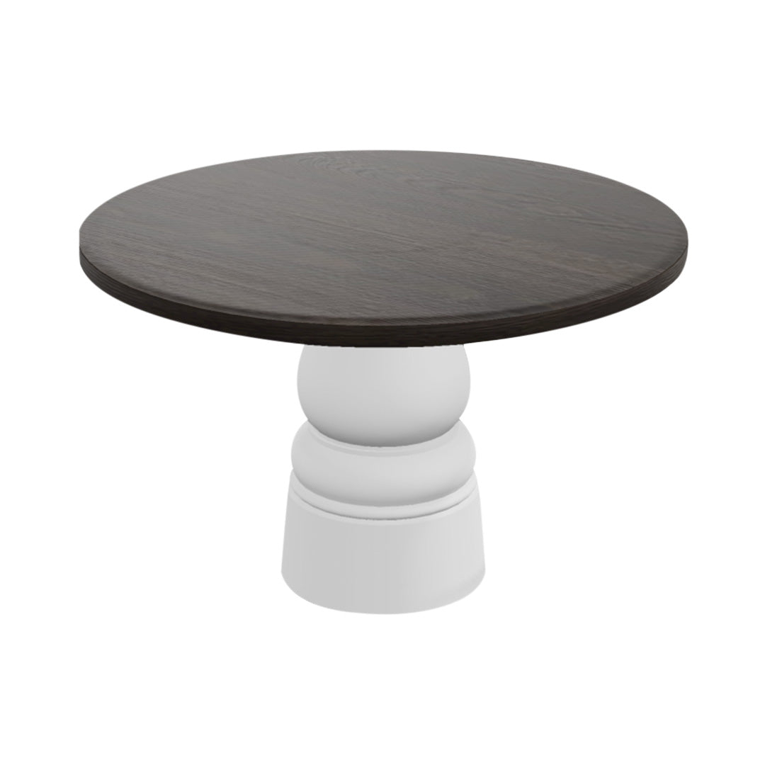 Container Round Table: Large + New Antiques + Grey stained + White