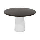 Container Round Table: Medium + Cable Feed + Grey Stained + White