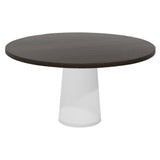 Container Round Table: Large + Cable Feed + Grey Stained + White