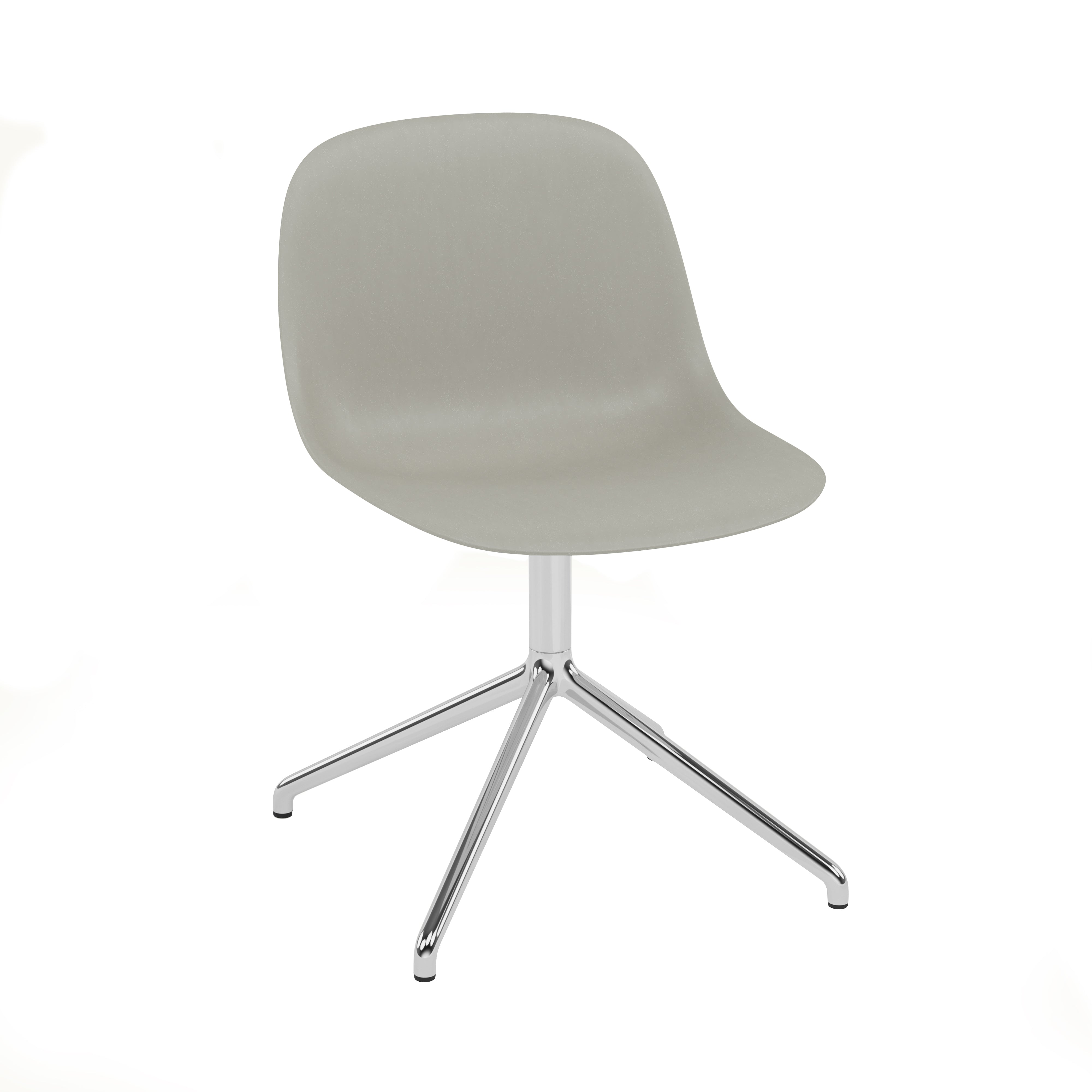 Fiber Side Chair: Swivel Base with Return + Recycled Shell + Polished Aluminum + Grey