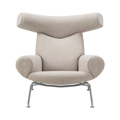 Wegner Ox Chair: Without Ottoman + Brushed Stainless Steel