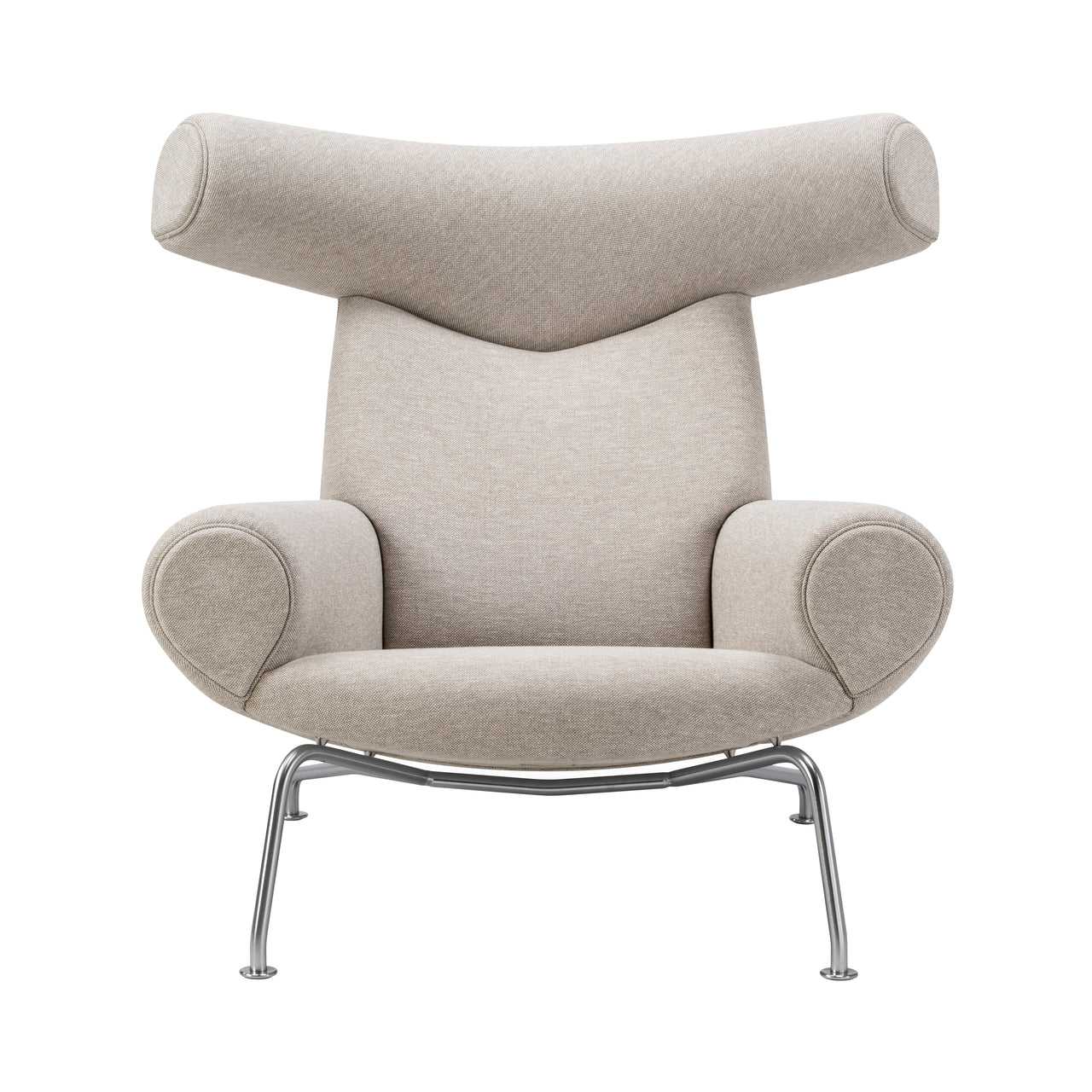 Wegner Ox Chair: Brushed Stainless Steel + Without Ottoman