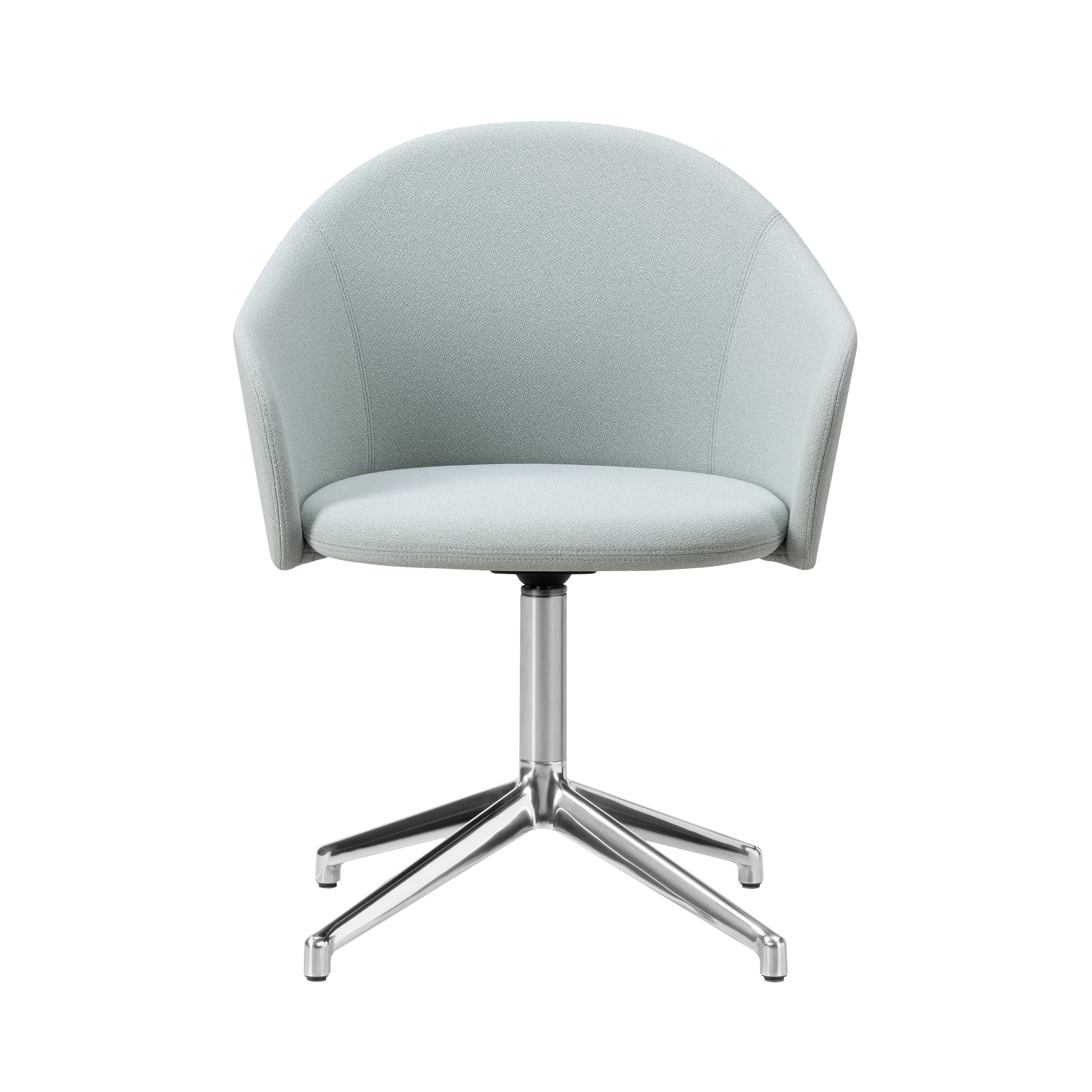 Gomo Armchair: 4 Point Swivel Base + Polished Aluminum