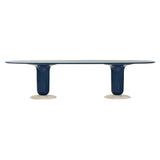Explorer Oval Dining Table: Double Pedestal + Grey Perle + Grey Blue + Grey Blue + Light Ivory