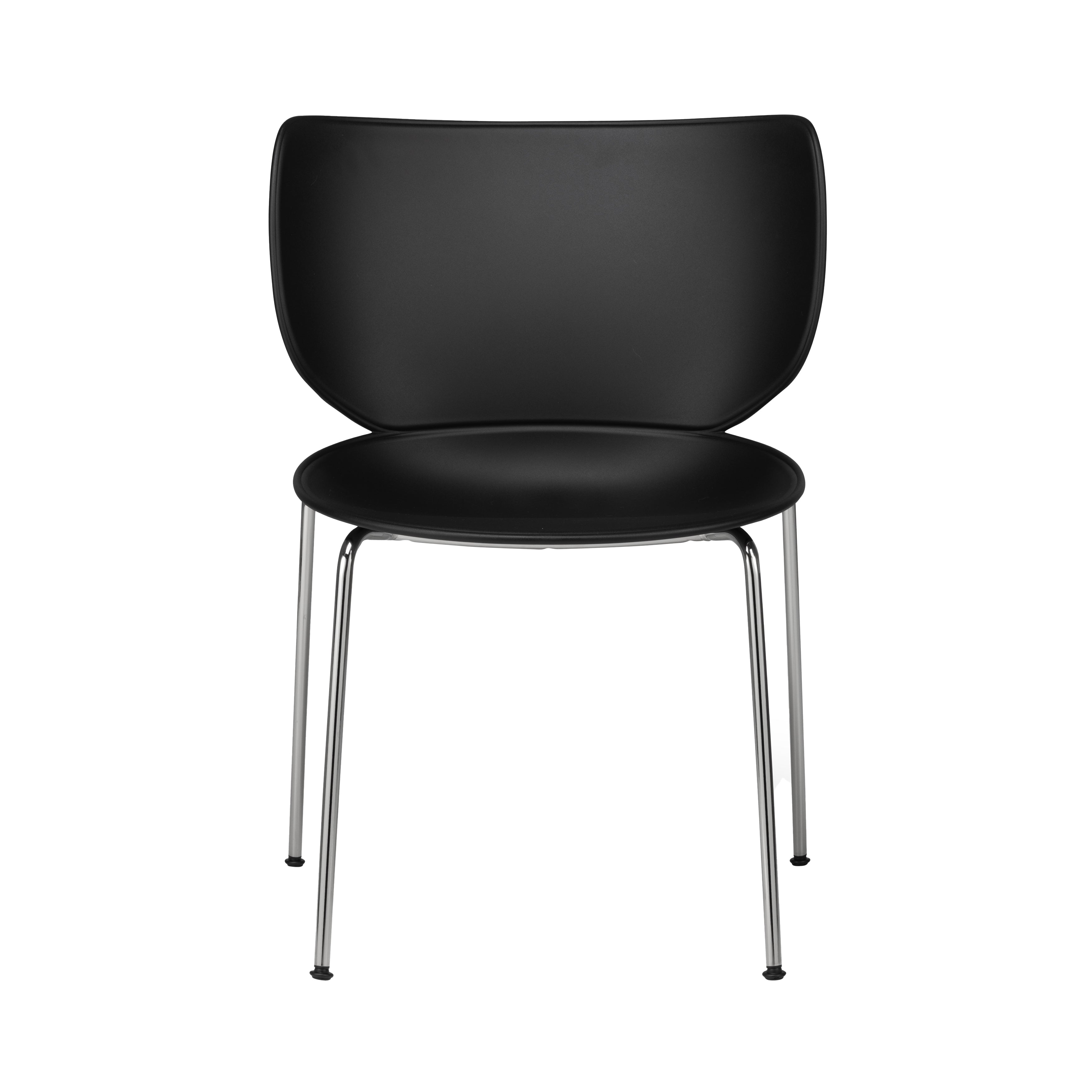 Hana Stacking Chair: Set + 2 + Black + Chrome