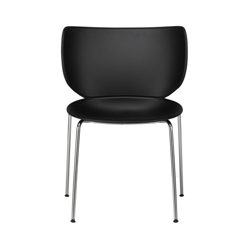 Hana Stacking Chair: Set + 2 + Black + Chrome