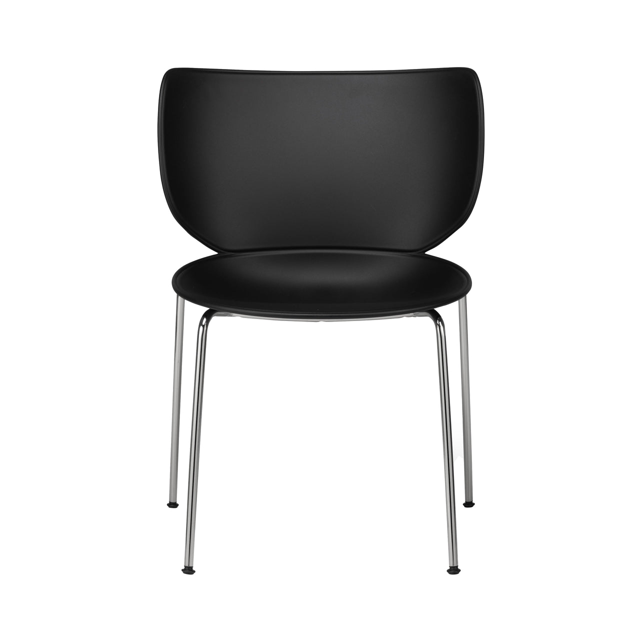 Hana Stacking Chair: Set + 2 + Black + Chrome