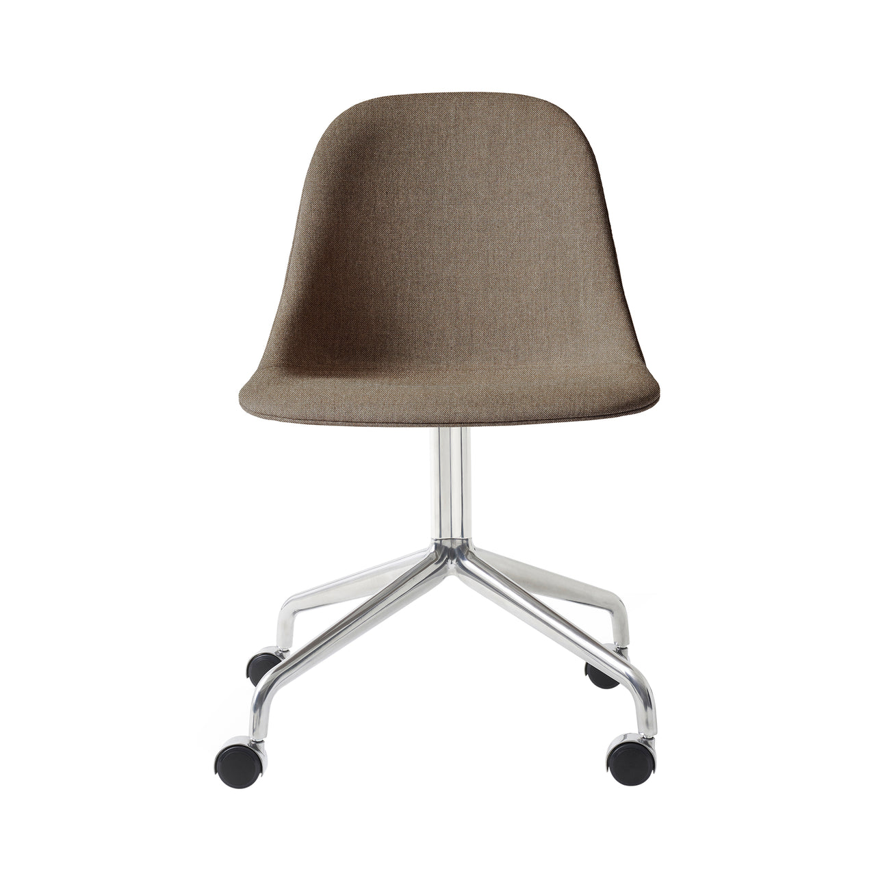 Harbour Swivel Side Chair with Casters: Upholstered + Polished Aluminum