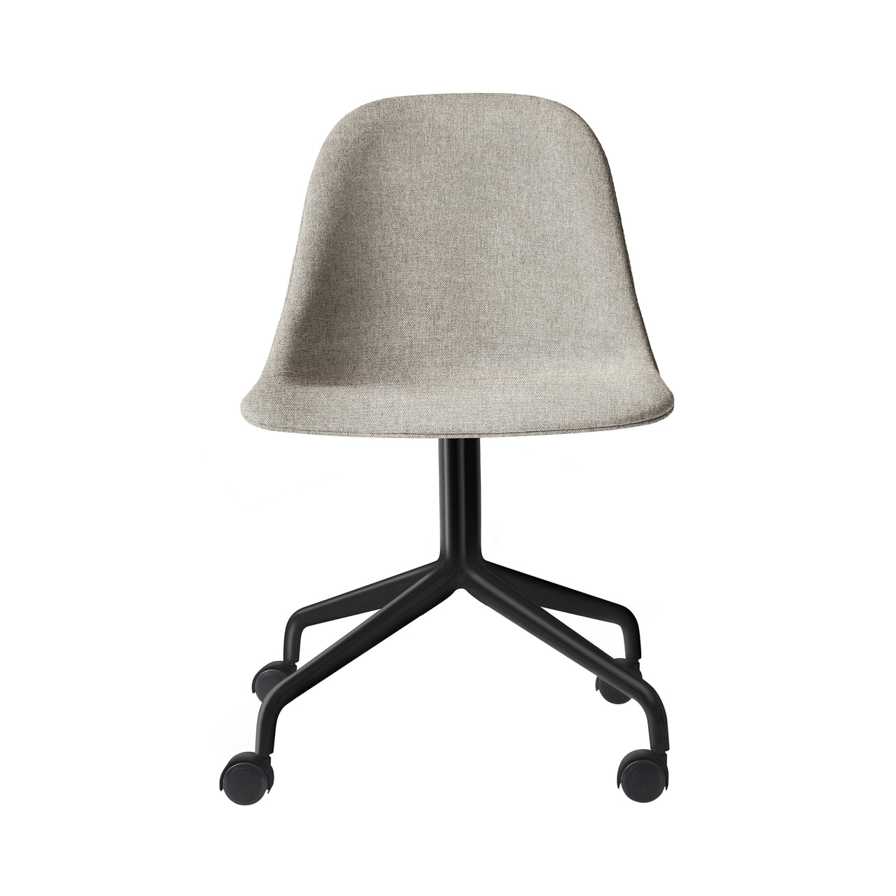 Harbour Swivel Side Chair with Casters: Upholstered + Black Steel 