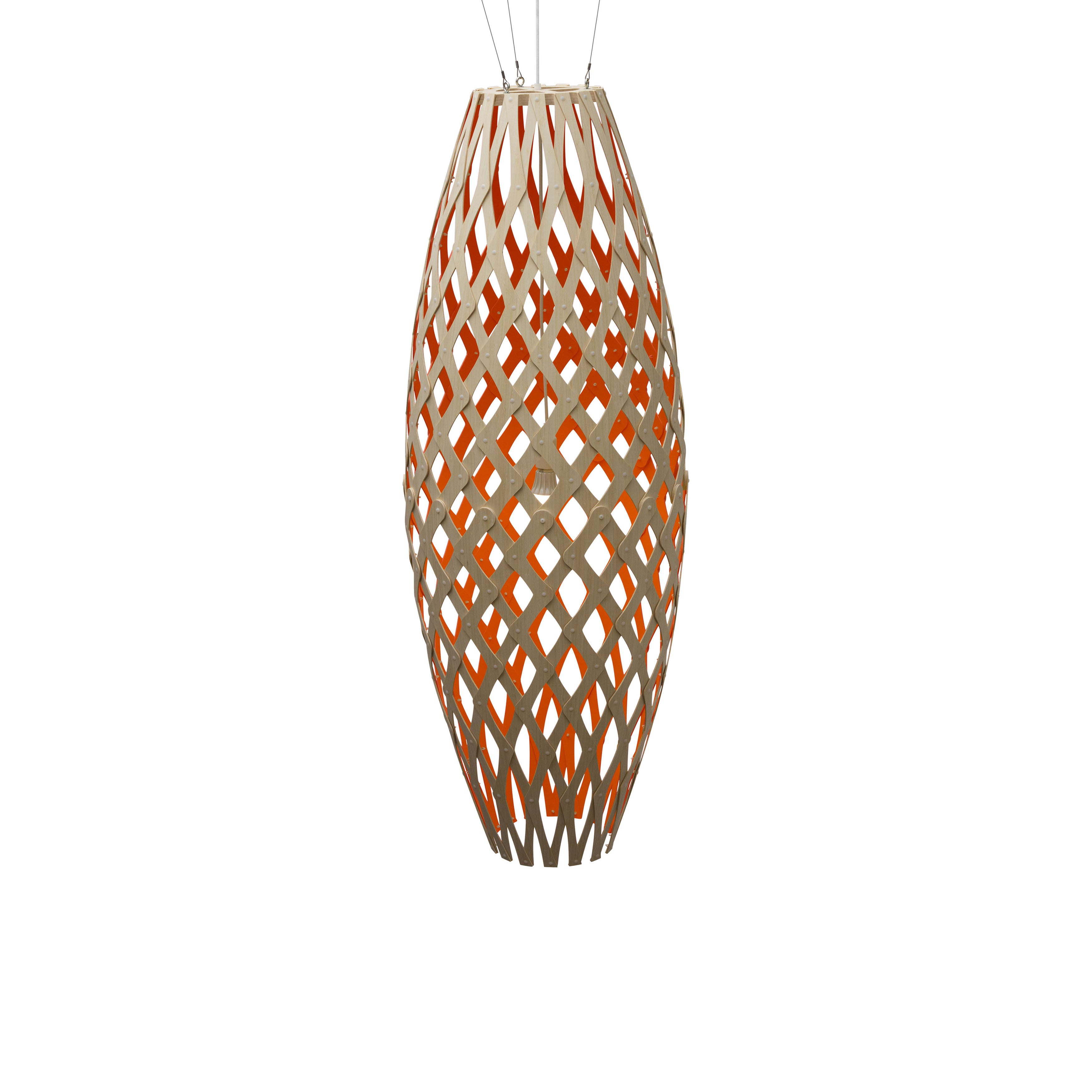 Hinaki Pendant Light: Large + Bamboo + Red + White