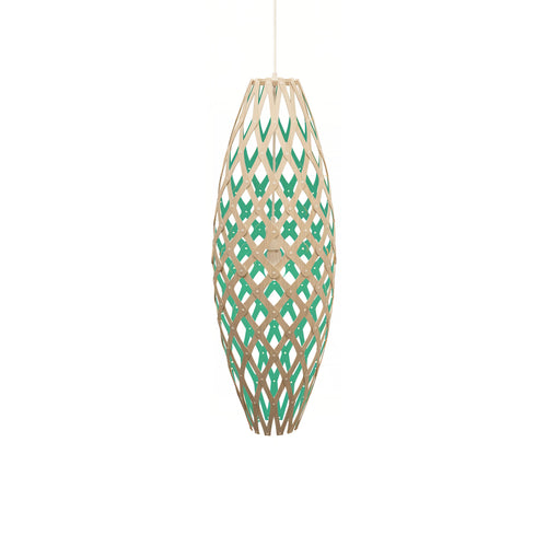 Hinaki Pendant Light: Medium + Bamboo + Aqua + White