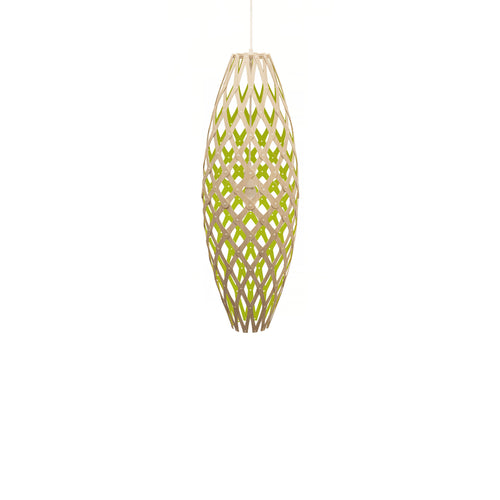 Hinaki Pendant Light: Small + Bamboo + Lime + White