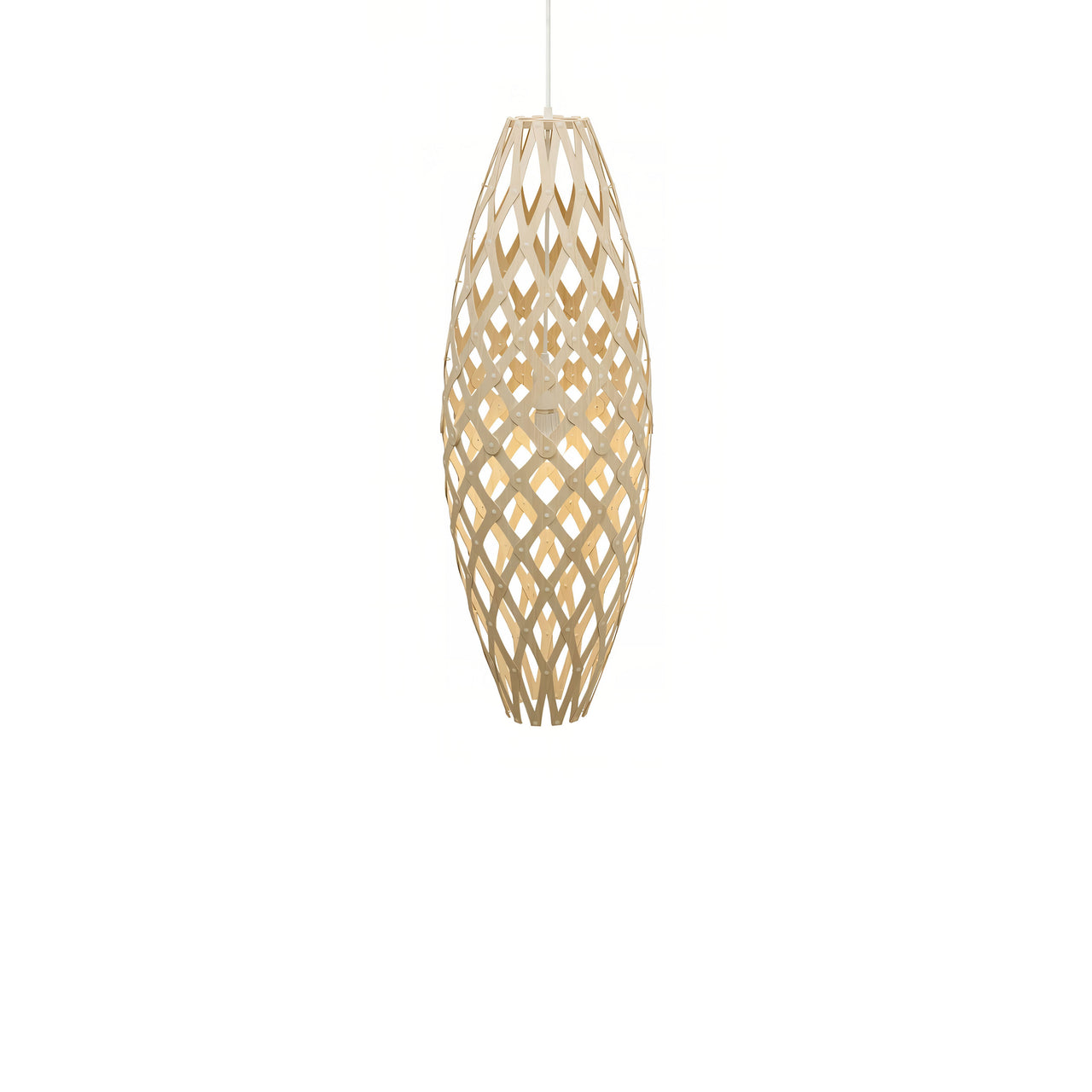 Hinaki Pendant Light: Small + Bamboo + White