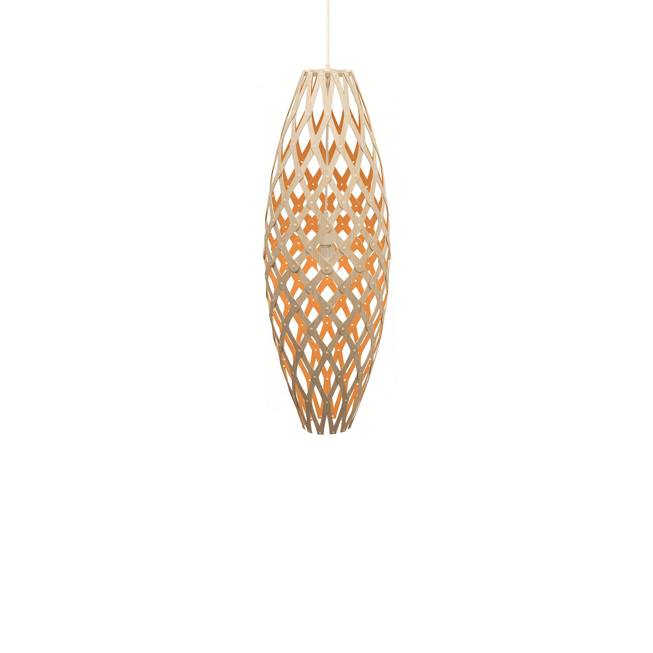 Hinaki Pendant Light: Small + Bamboo + Orange + White