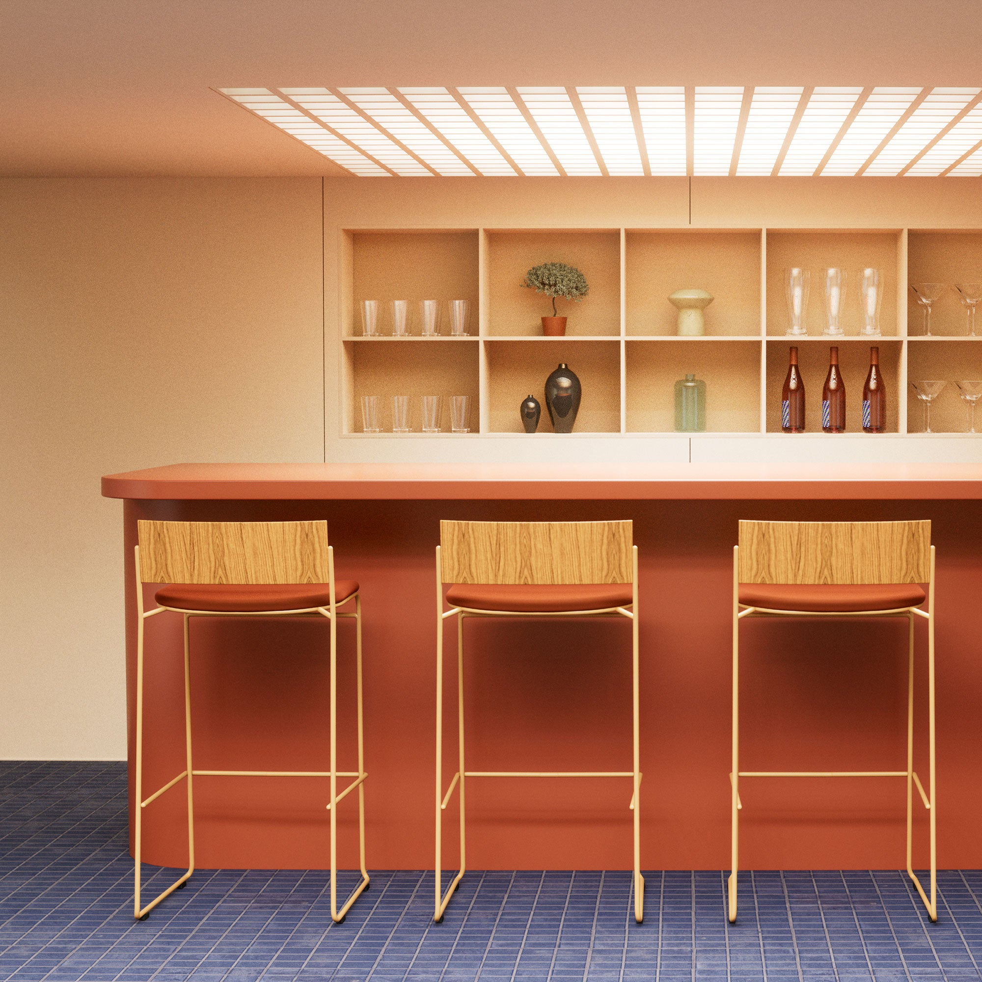 Hinoki Bar + Counter Stool: LS