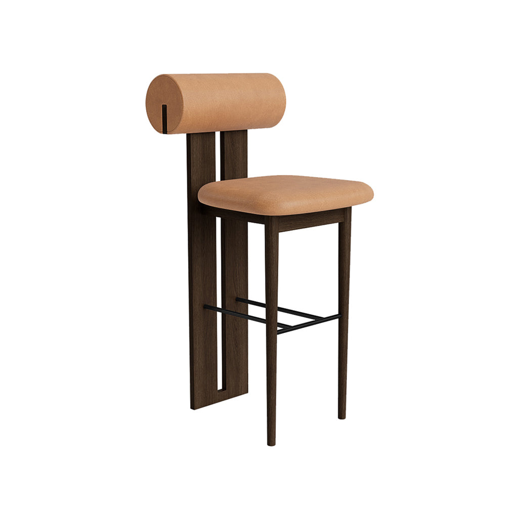 Hippo Bar + Counter Chair: Full Upholstered + Counter + Dark Smoked Oak