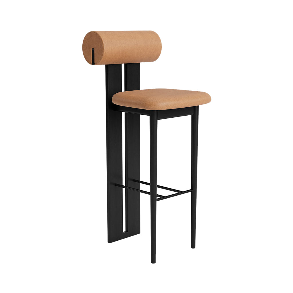 Hippo Bar + Counter Chair: Full Upholstered + Bar + Black Oak