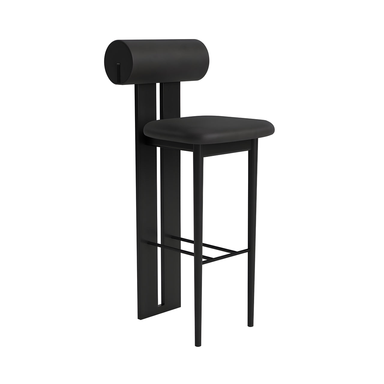 Hippo Bar + Counter Chair: Full Upholstered + Bar + Black Oak