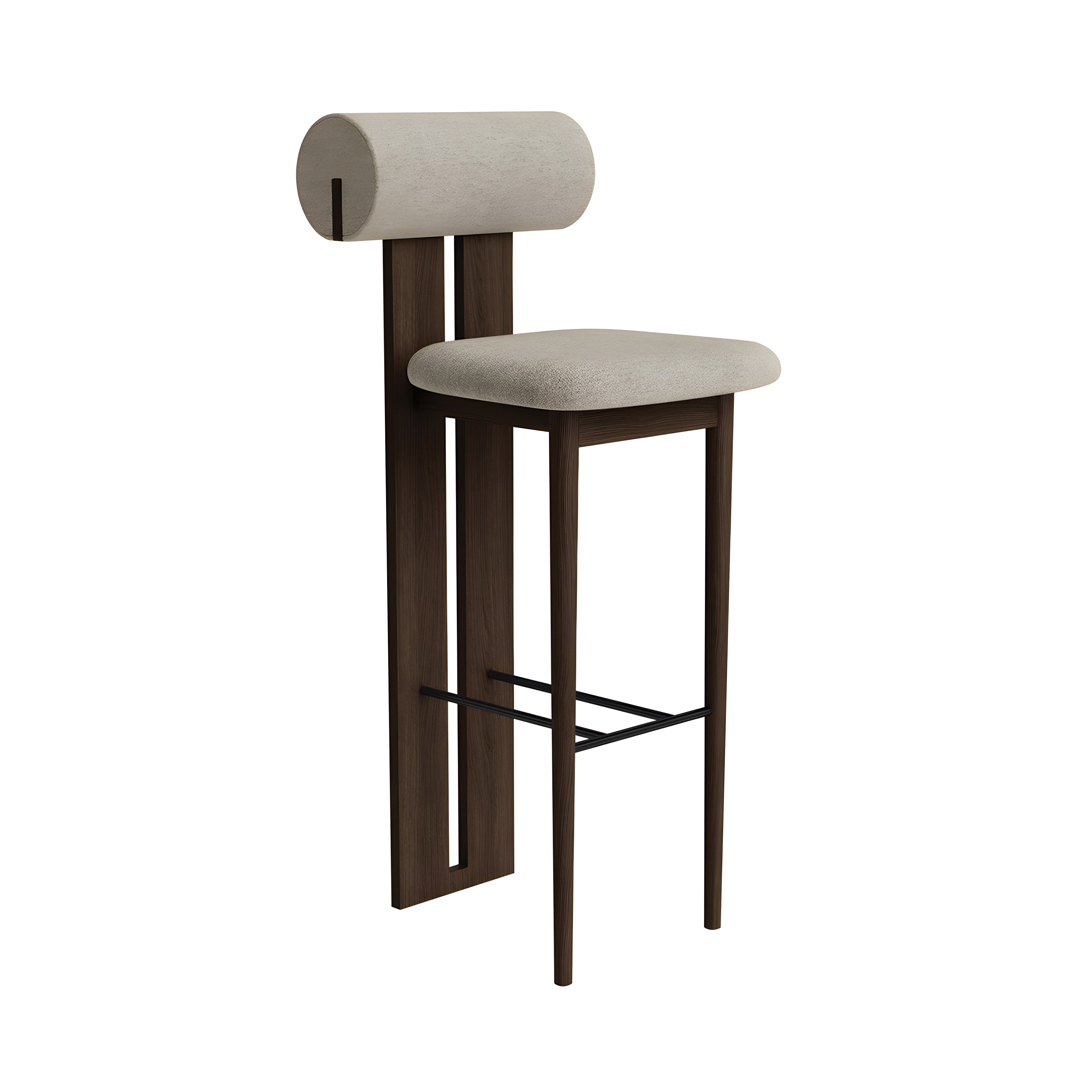 Hippo Bar + Counter Chair: Full Upholstered + Bar + Dark Smoked Oak