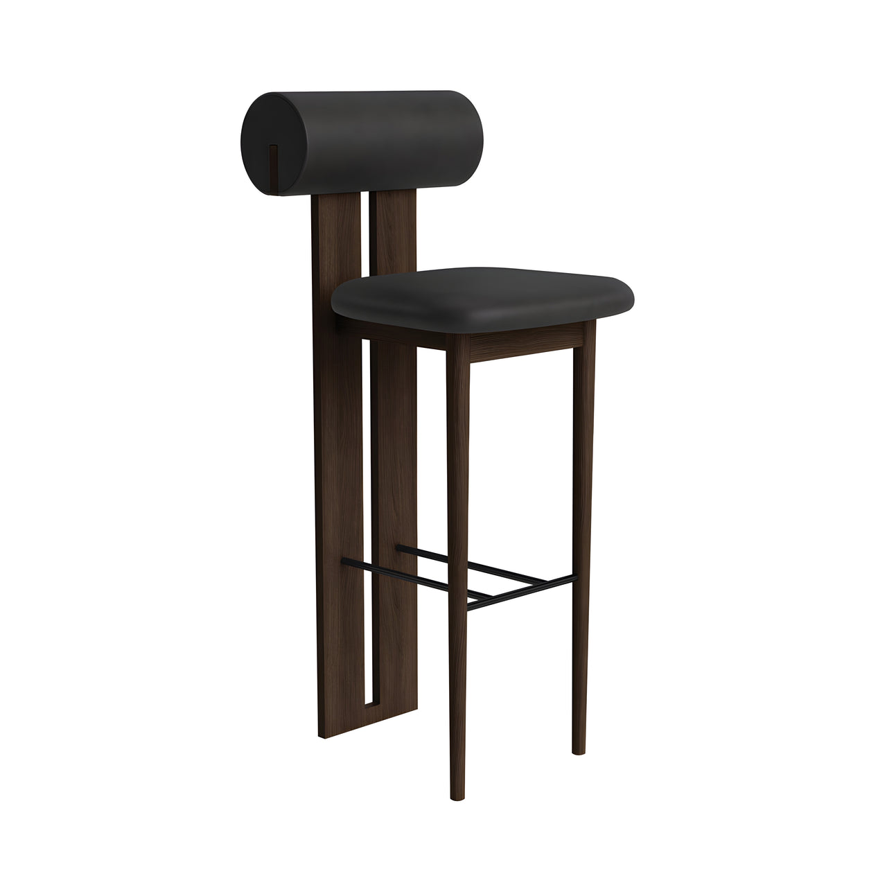 Hippo Bar + Counter Chair: Full Upholstered + Bar + Dark Smoked Oak