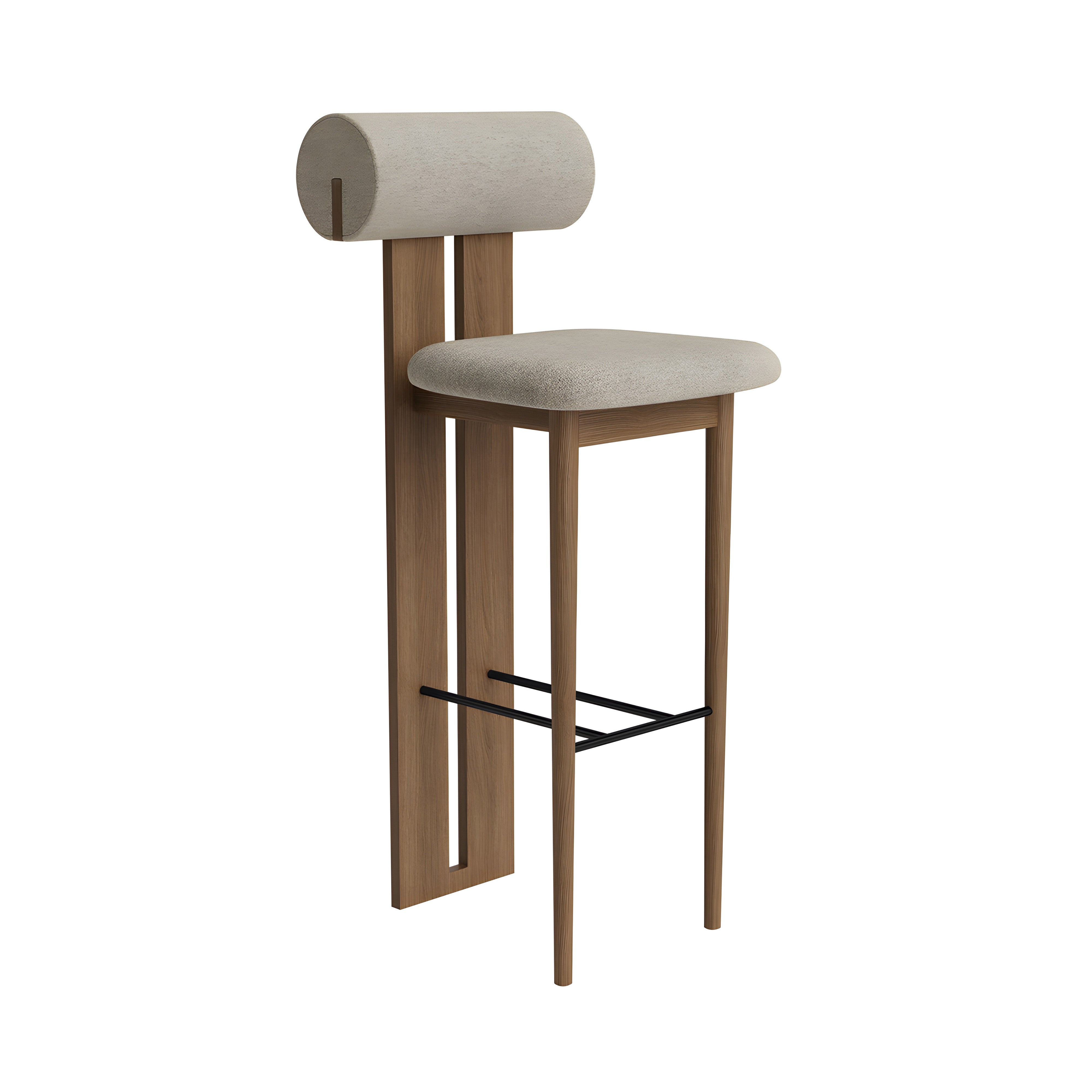 Hippo Bar + Counter Chair: Full Upholstered + Bar + Light Smoked Oak