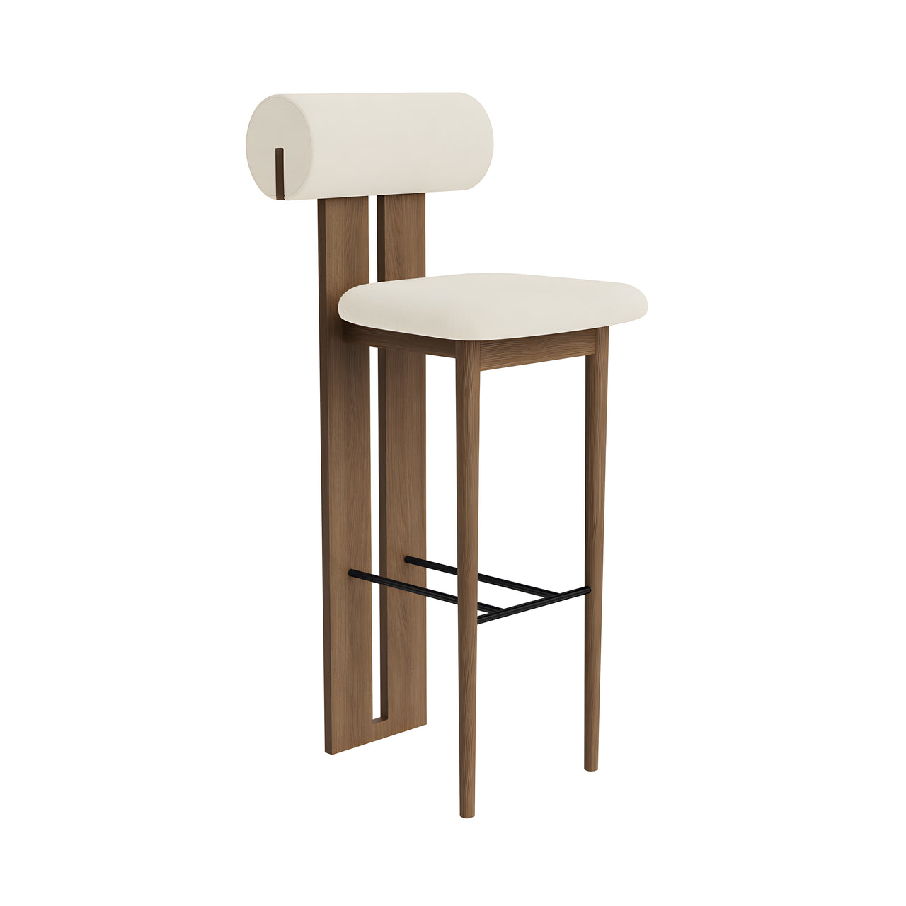 Hippo Bar + Counter Chair: Full Upholstered + Bar + Light Smoked Oak