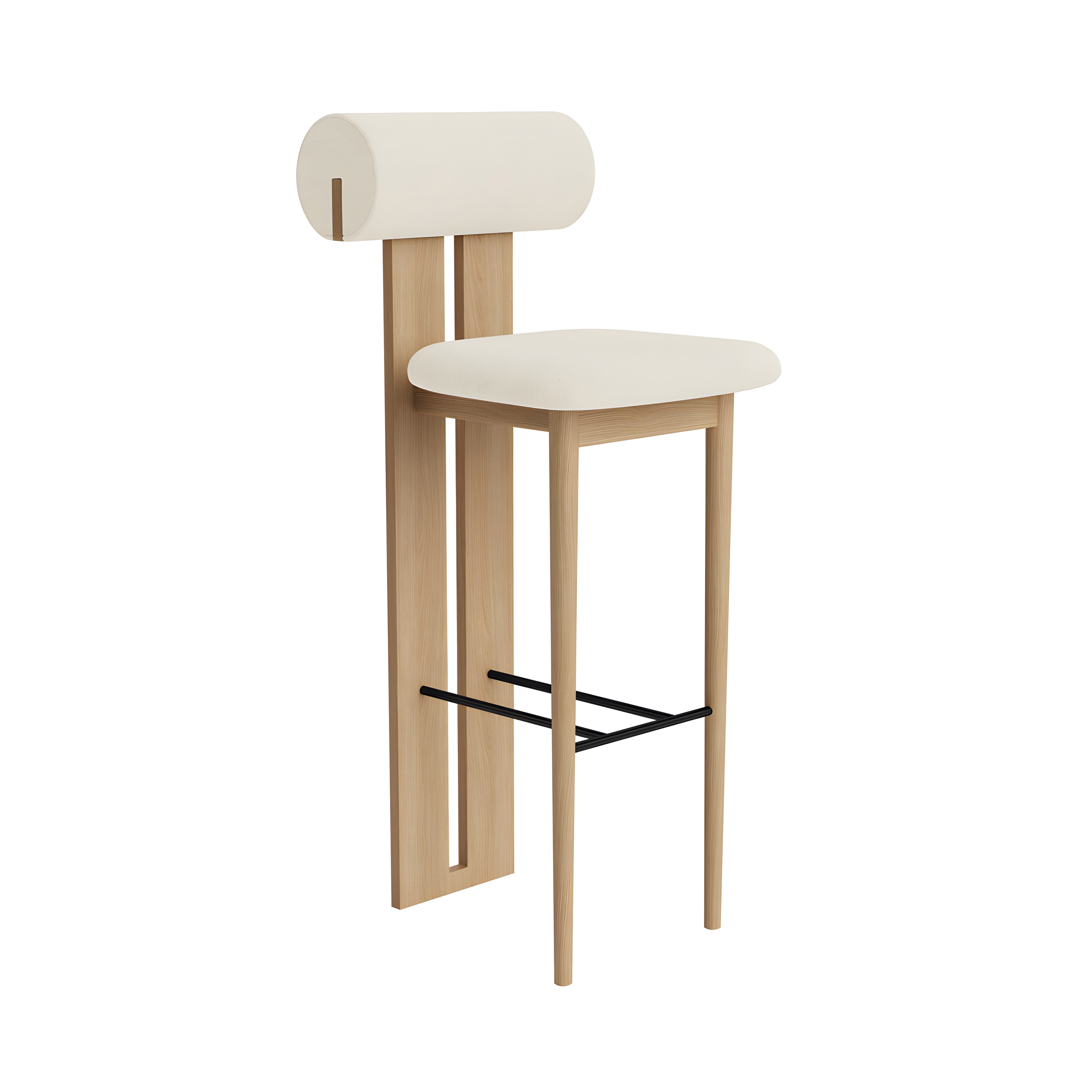 Hippo Bar + Counter Chair: Full Upholstered + Bar + Natural Oak