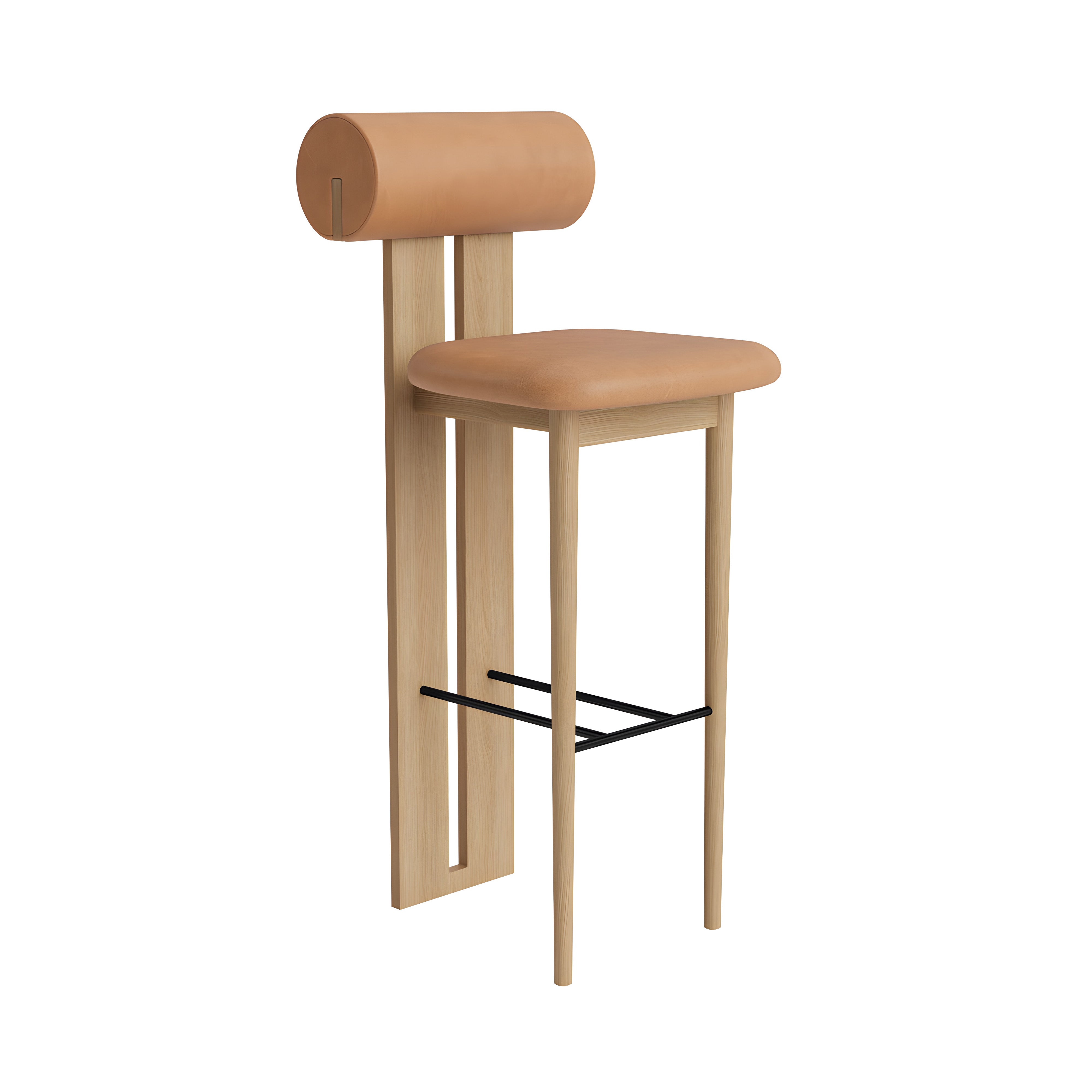 Hippo Bar + Counter Chair: Full Upholstered + Bar + Natural Oak