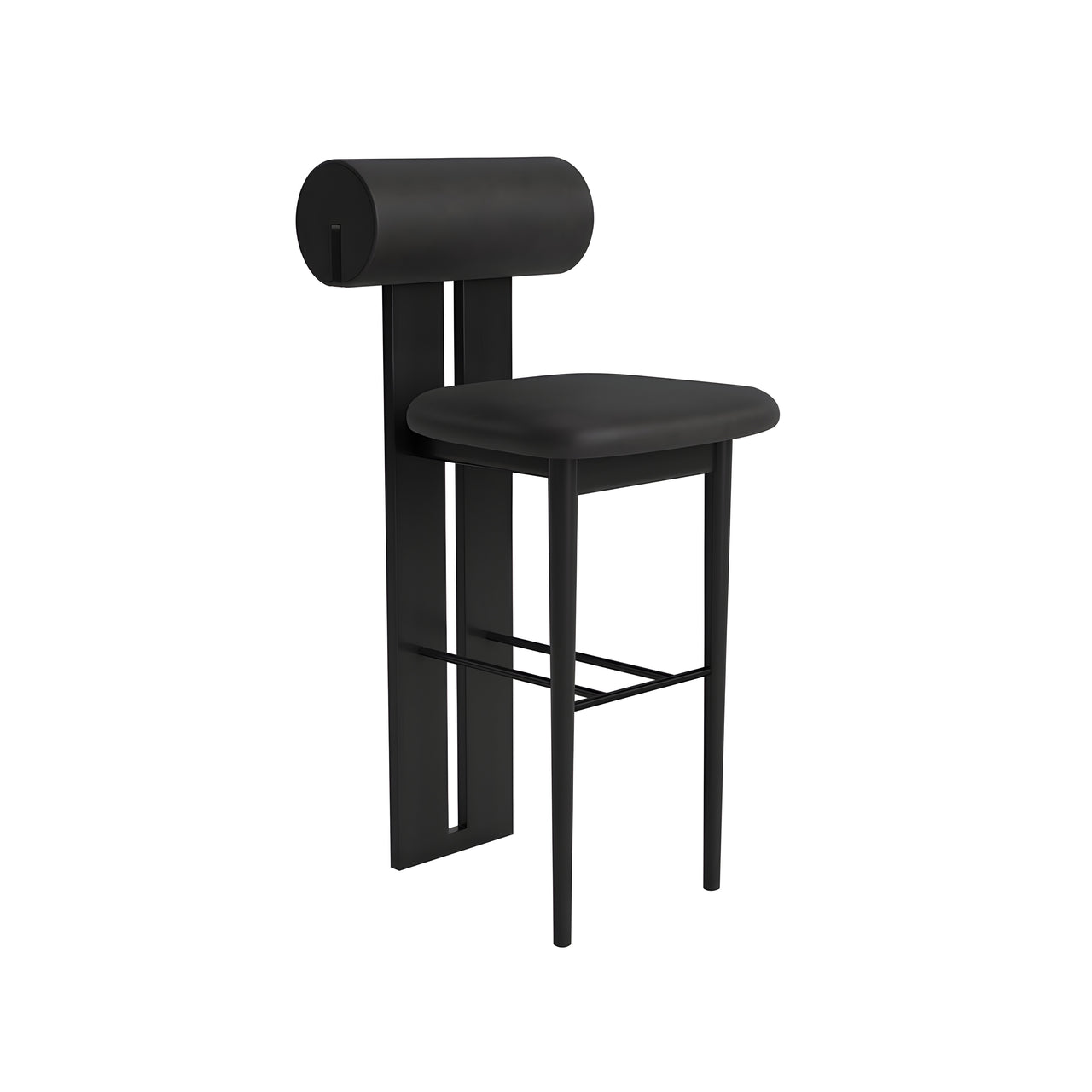 Hippo Bar + Counter Chair: Full Upholstered + Counter + Black Oak
