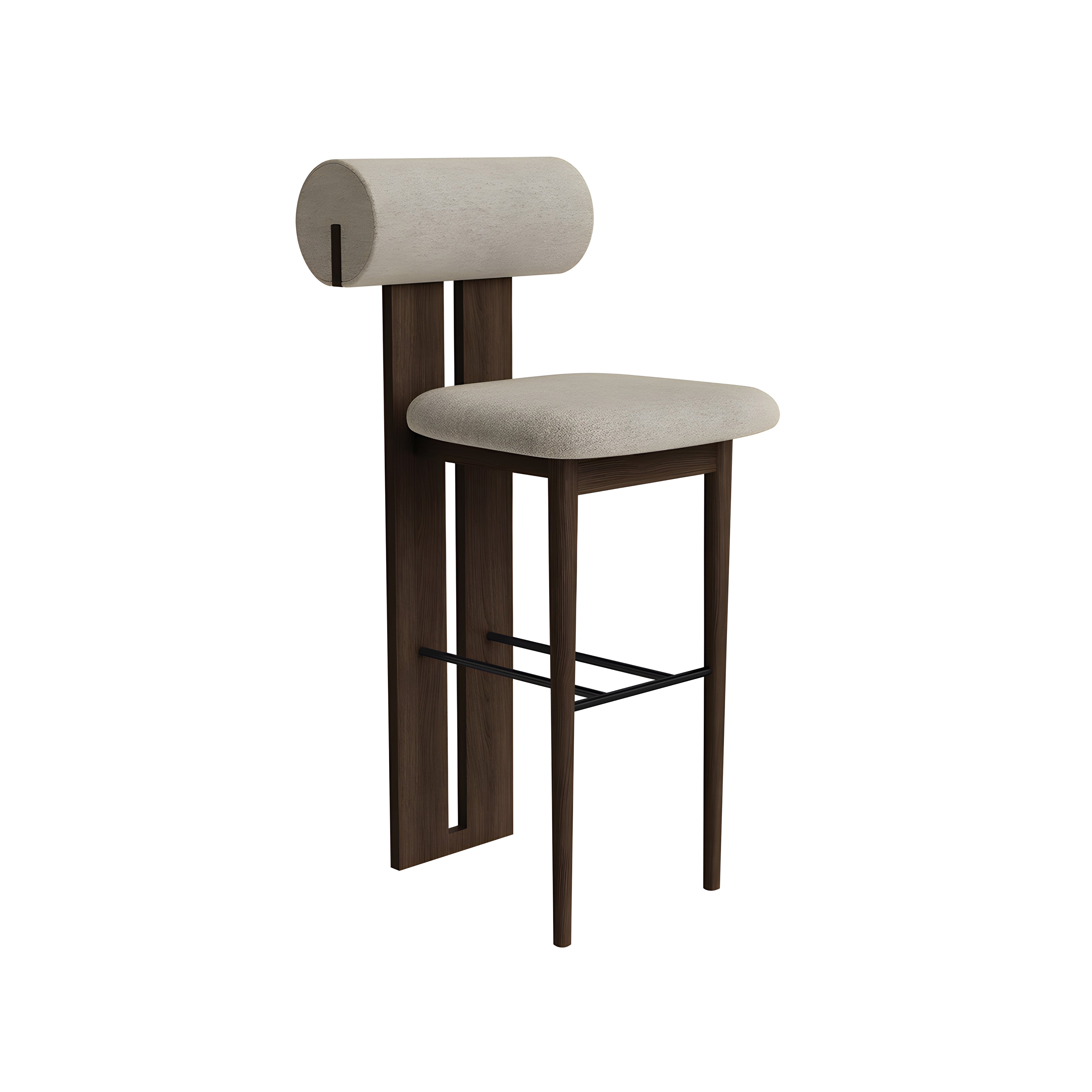 Hippo Bar + Counter Chair: Full Upholstered + Counter + Dark Smoked Oak