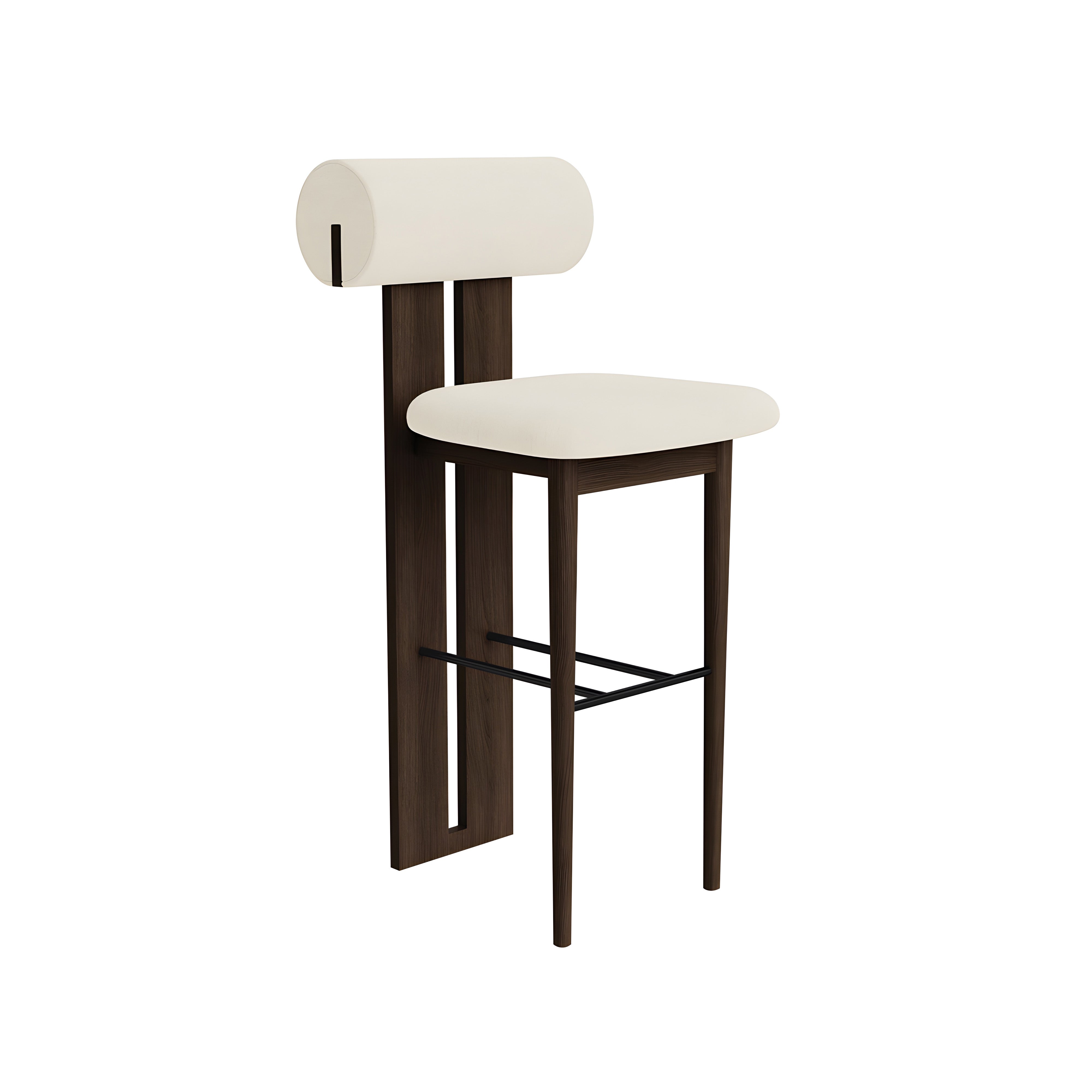 Hippo Bar + Counter Chair: Full Upholstered + Counter + Dark Smoked Oak