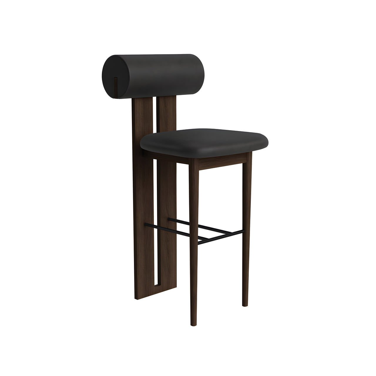 Hippo Bar + Counter Chair: Full Upholstered + Counter + Dark Smoked Oak